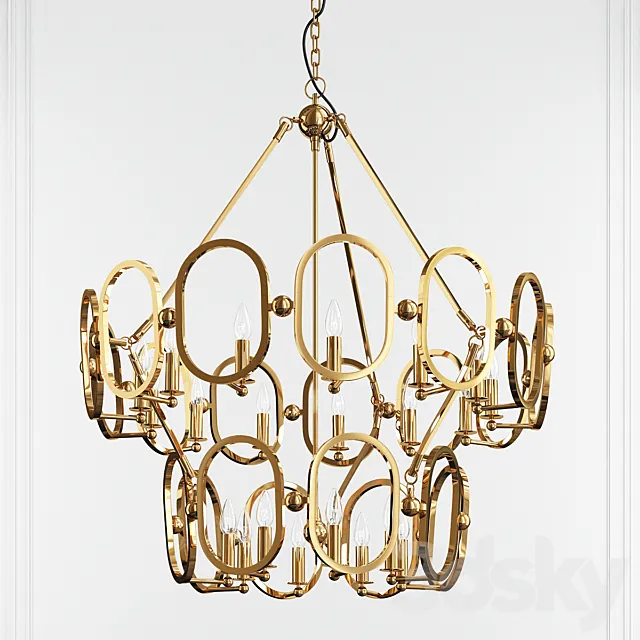 Clairpointe Pandora Gold Leaf 24 Light Chandelier by Metropolitan Lighting 3D Model