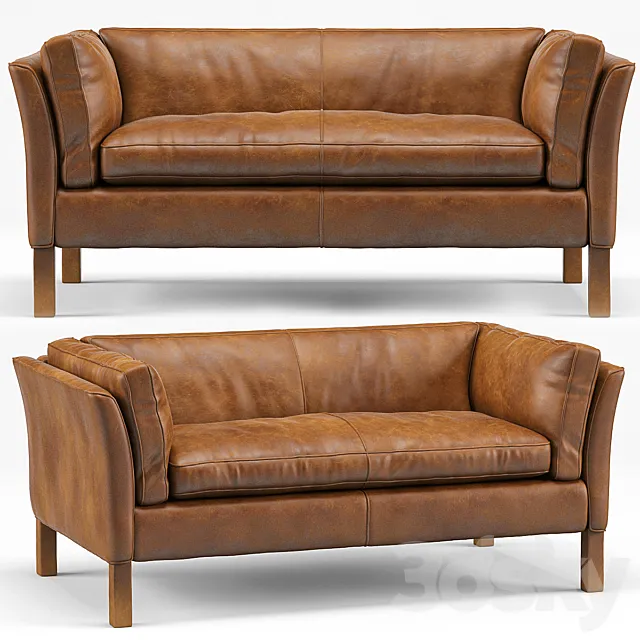 Clara Modern Classic Leather Upholstered Loveseat 3D Model Clara Modern Classic Leather Upholstered Loveseat 3D Model