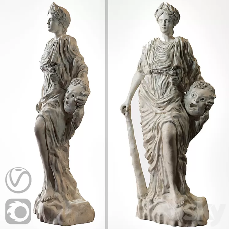 Classic Antique sculpture (Melpomene) vray + corona 3D Model