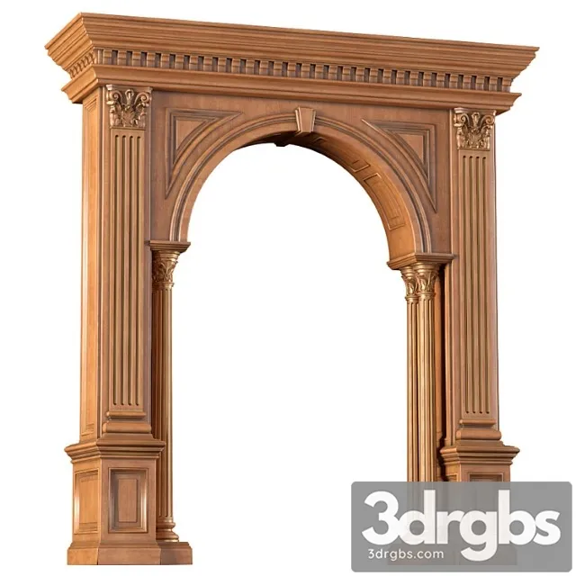 Classic arched doorway made of wood. arch in classic style 3D Model Download