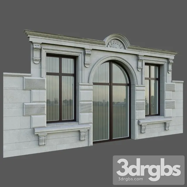 Classic Arched Window 2 3D Model Download