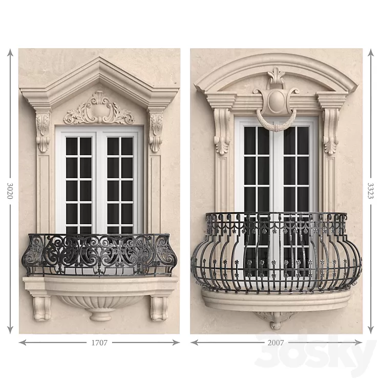 Classic balconies 2 3D Model Classic balconies 2 3D Model