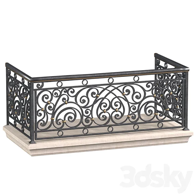 Classic balcony Forged Fence 3D Model