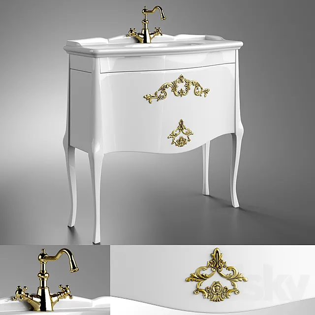 Classic bath sink with Cabinet 3D Model Classic bath sink with Cabinet 3D Model