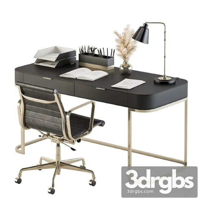 Classic Black and Gold Work Desk Office Set 181 3D Model Download Classic Black and Gold Work Desk Office Set 181 3D Model Download