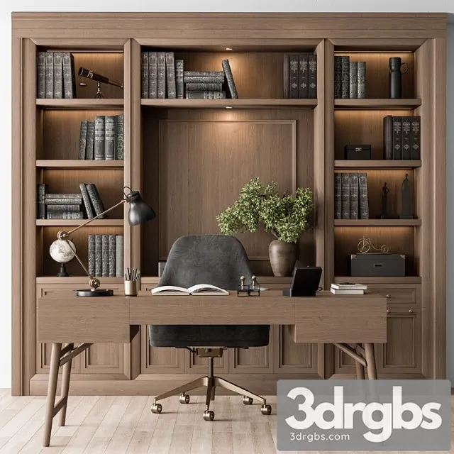 Classic Boss Desk And Library Wood Set Office Furniture 278 3D Model Download Classic Boss Desk And Library Wood Set Office Furniture 278 3D Model Download