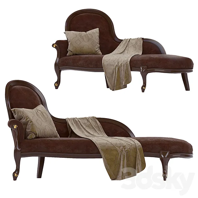 Classic Carpanese upholstered bench 3D Model Classic Carpanese upholstered bench 3D Model