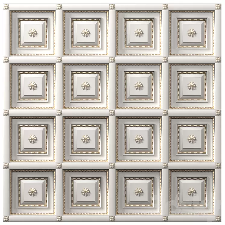 Classic coffered ceiling with gilding. Coffers Tile 3D Model Classic coffered ceiling with gilding. Coffers Tile 3D Model