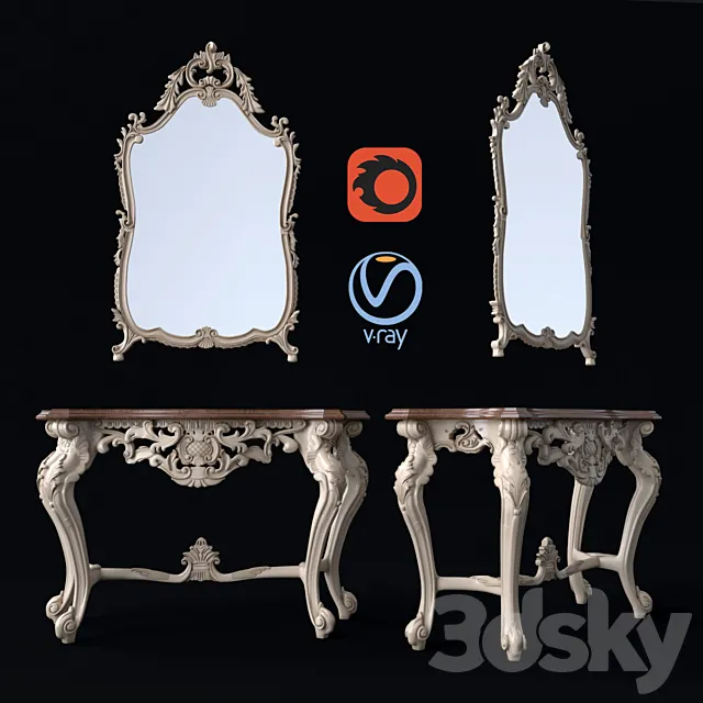 Classic console with mirror 3D Model Classic console with mirror 3D Model