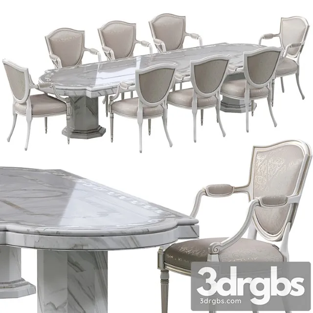 Classic Dining Chair And Marble Table 3D Model Download Classic Dining Chair And Marble Table 3D Model Download