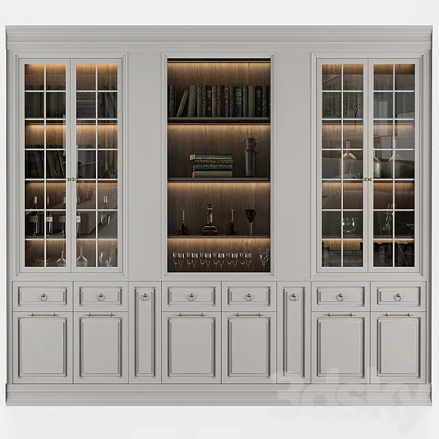 Classic Display Cabinet Cream 3D Model