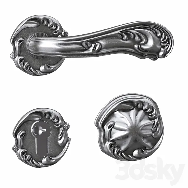 Classic Door Handle in silver 3D Model