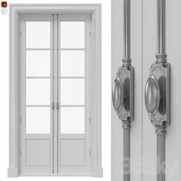 Classic doors with cremones 3D Model