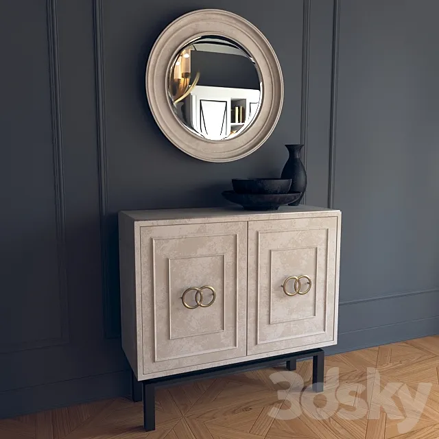 Classic dresser with mirror 3DModel Classic dresser with mirror 3DModel