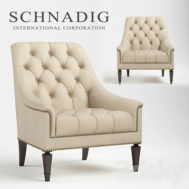 Classic Elegance Tufted Chair 9090-204-G 3DModel