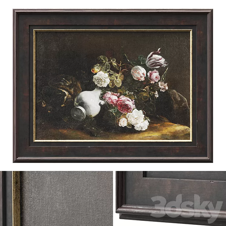 Classic frame with floral still life 3D Model