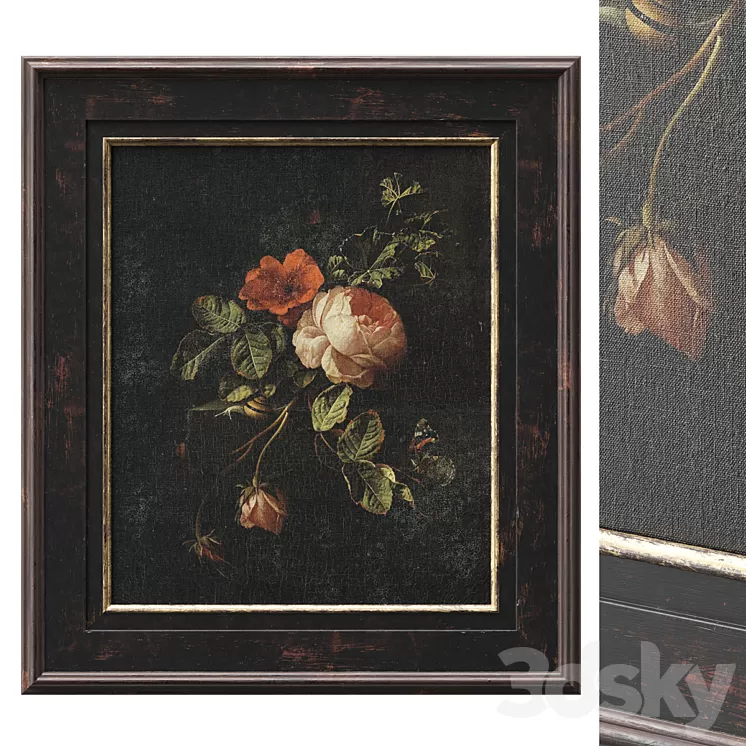 Classic frame with flowers 3D Model Free Download