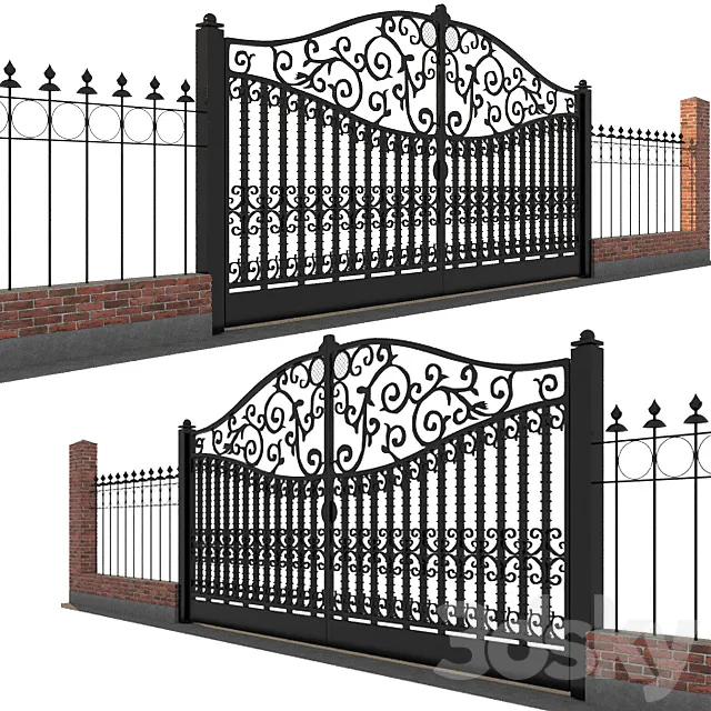 Classic gate and fence 3D Model Classic gate and fence 3D Model