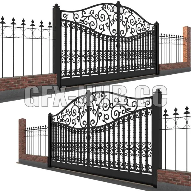 Classic gate and fence 3D Model Classic gate and fence 3D Model