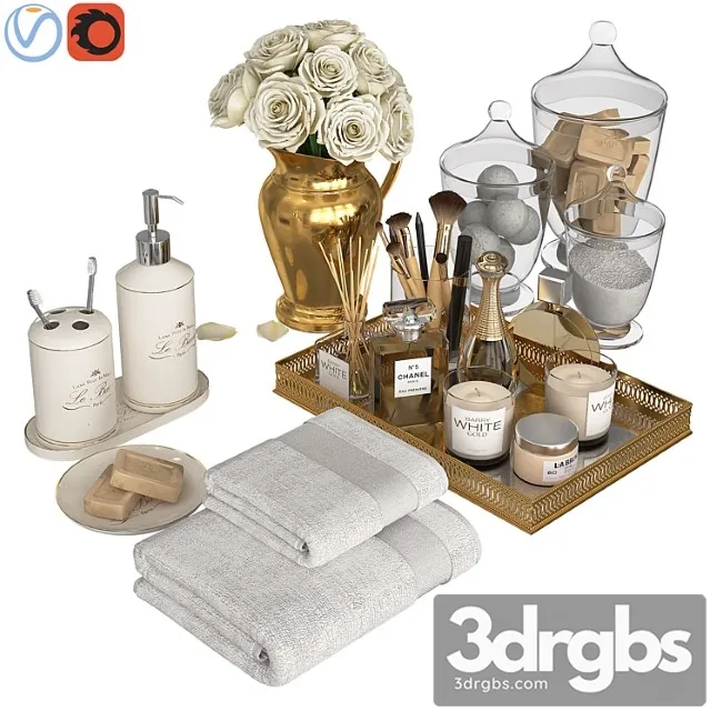 Classic Gold Bathroom Decor 3D Model Download