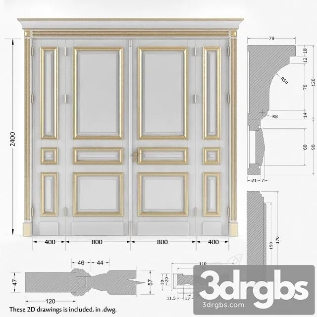 Classic Gold Plated Door 1 3D Model Download
