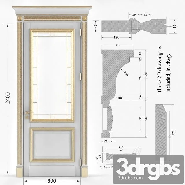 Classic Gold Plated Door 3 3D Model Download