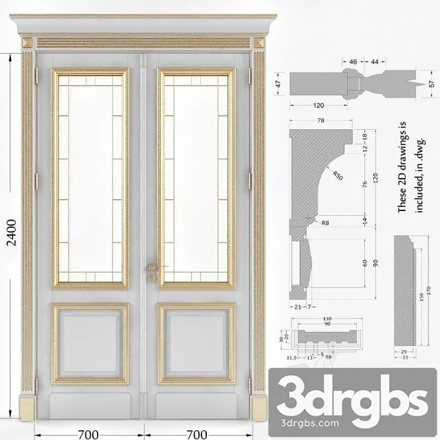 Classic Gold Plated Door 4 3D Model Download