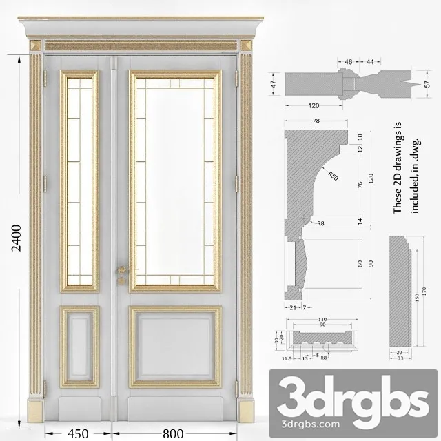 Classic Gold Plated Door 5 3D Model Download