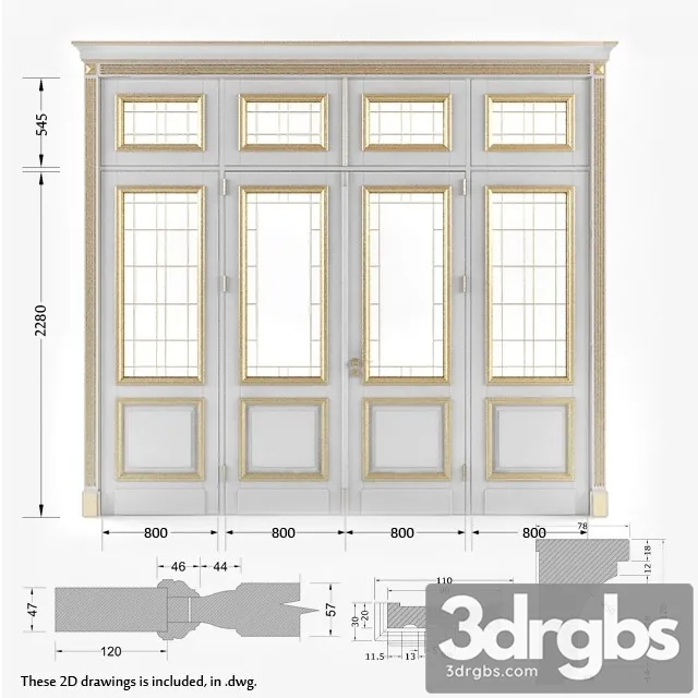 Classic Gold Plated Door 7 3D Model Download