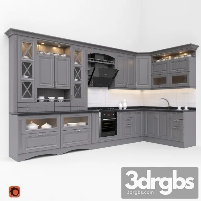 Classic Kitchen Cabinet 2 3D Model Download