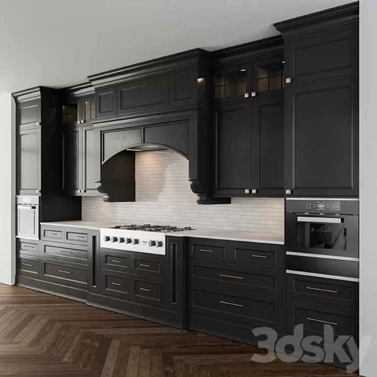 Classic kitchen dark 3D Model Classic kitchen dark 3D Model