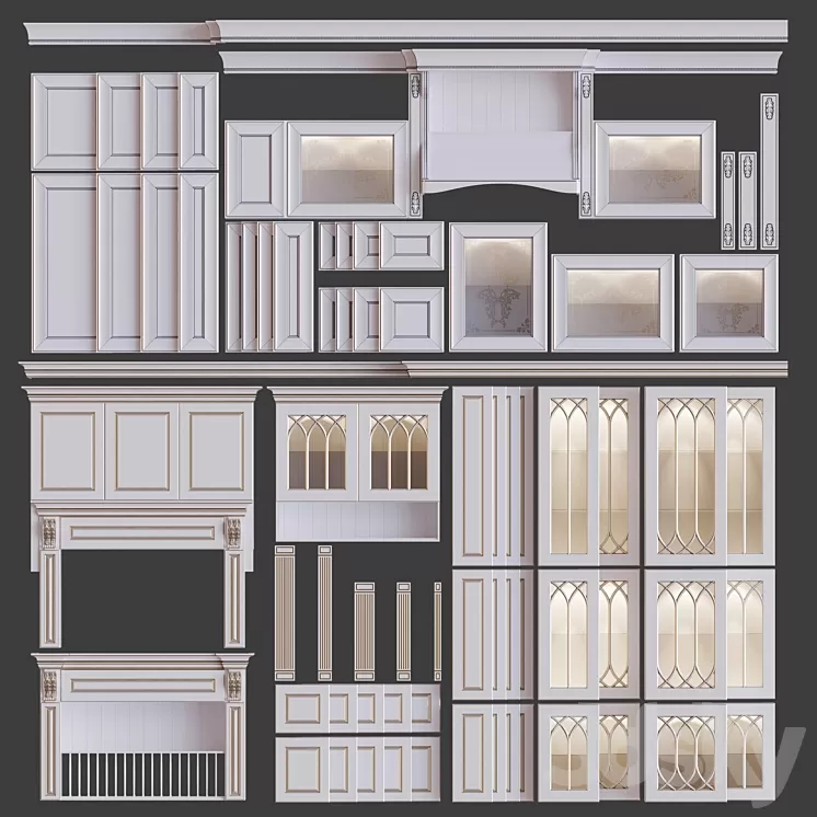 Classic kitchen facades 3D Model Classic kitchen facades 3D Model