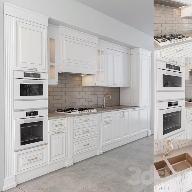 Classic kitchen white 3D Model Classic kitchen white 3D Model