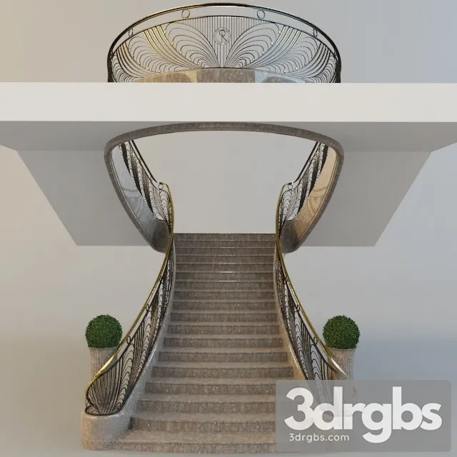 Classic Luxury Staircase 3D Model Download