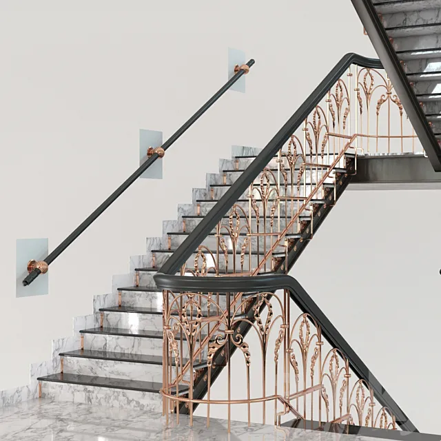 Classic Marble Copper Stairs 3DModel
