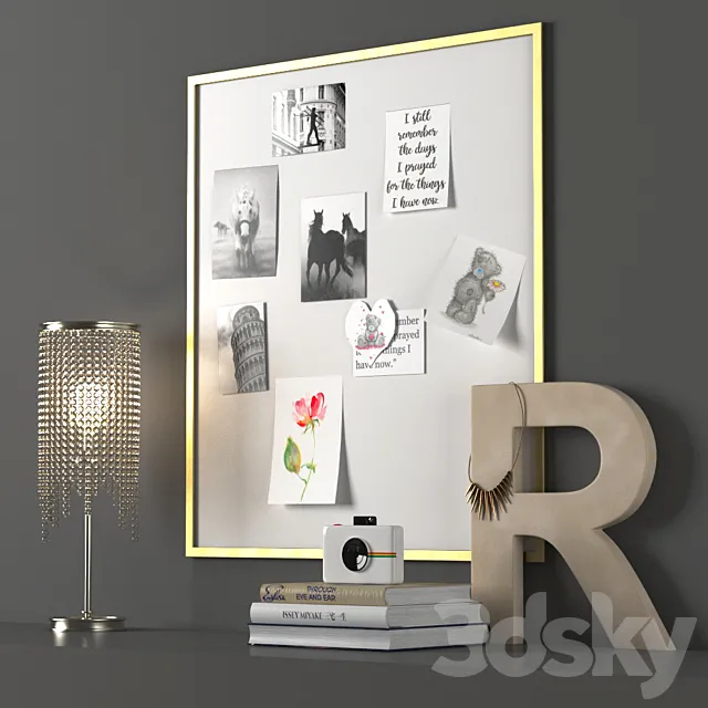 CLASSIC METAL FRAME PINBOARD – BRASS 3D Model