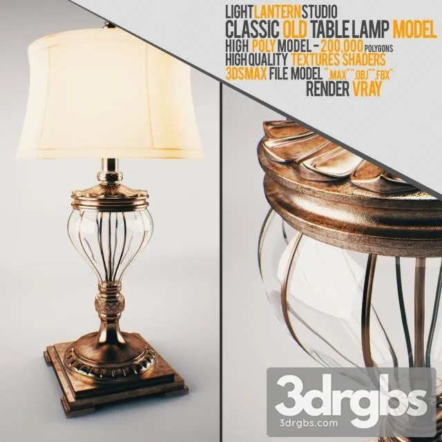 Classic Old Table Lamp 3D Model Download