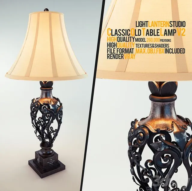 Classic Old Table Lamp V2 3D Model Classic Old Table Lamp V2 3D Model