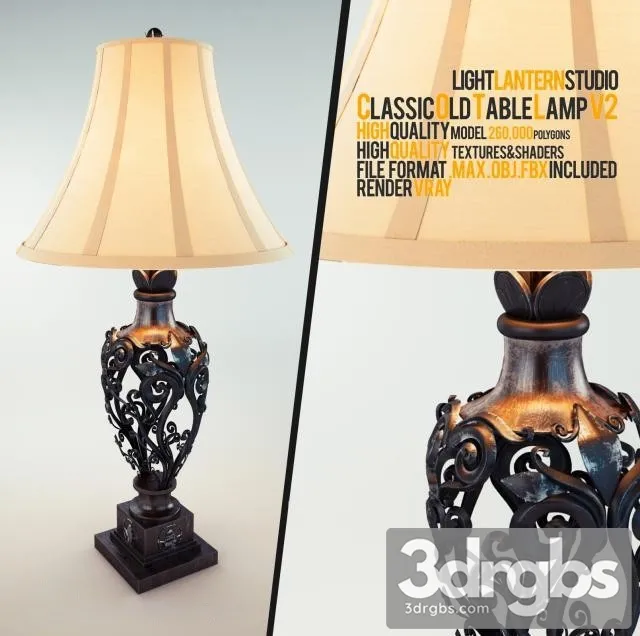 Classic Old Table Lamp V2 3D Model Download