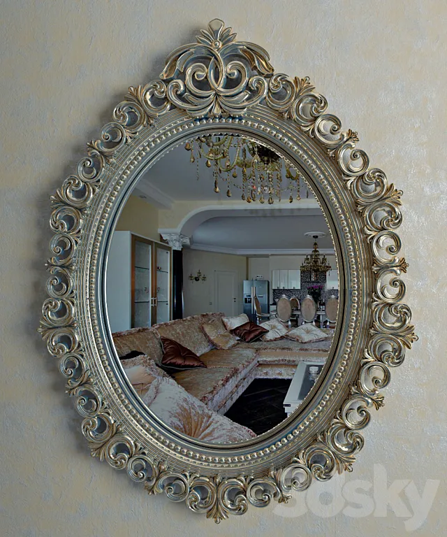 Classic oval mirror 3D Model Classic oval mirror 3D Model