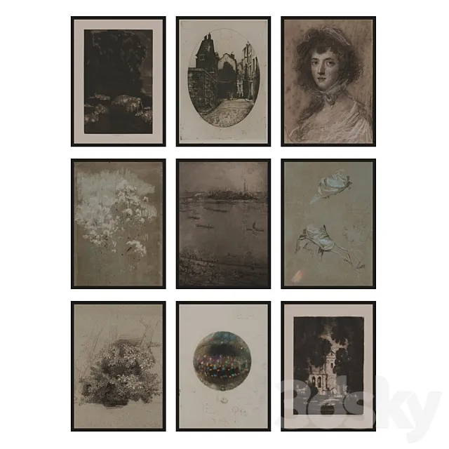 Classic paintings set 52 3D Model