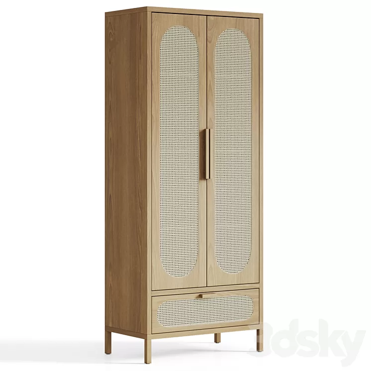 Classic Rattan & Wood Cabinet 3D Model Free Download