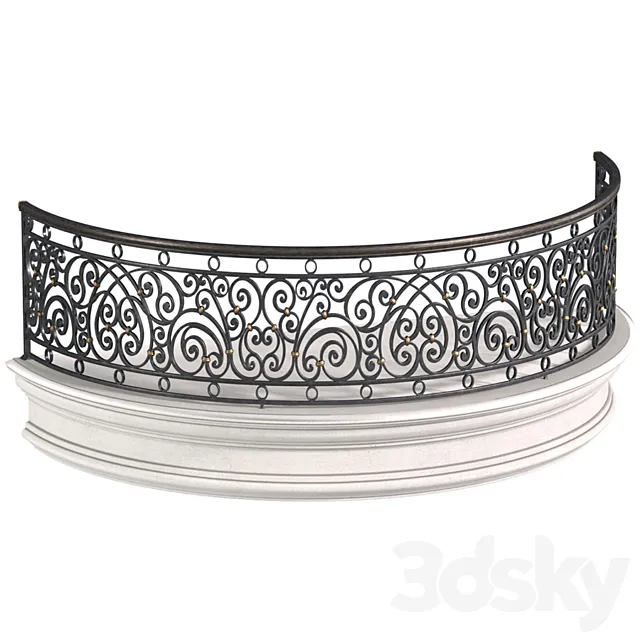 Classic Round balcony Forged Fence 3D Model