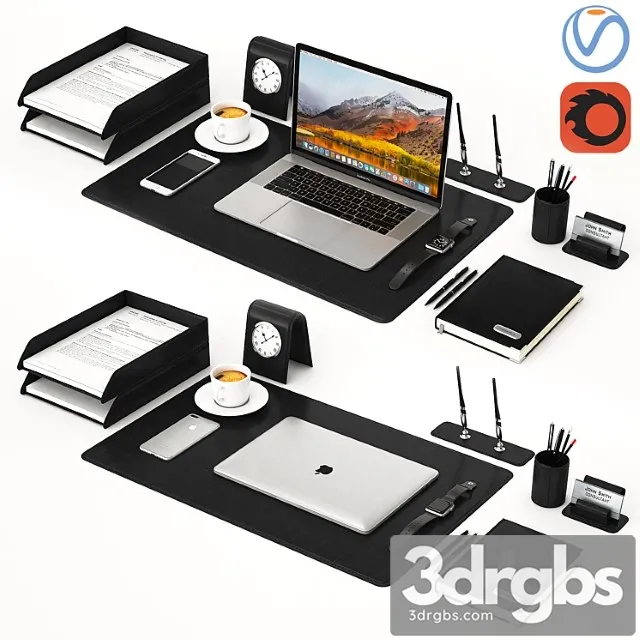 Classic silver workplace macbook 3D Model Download