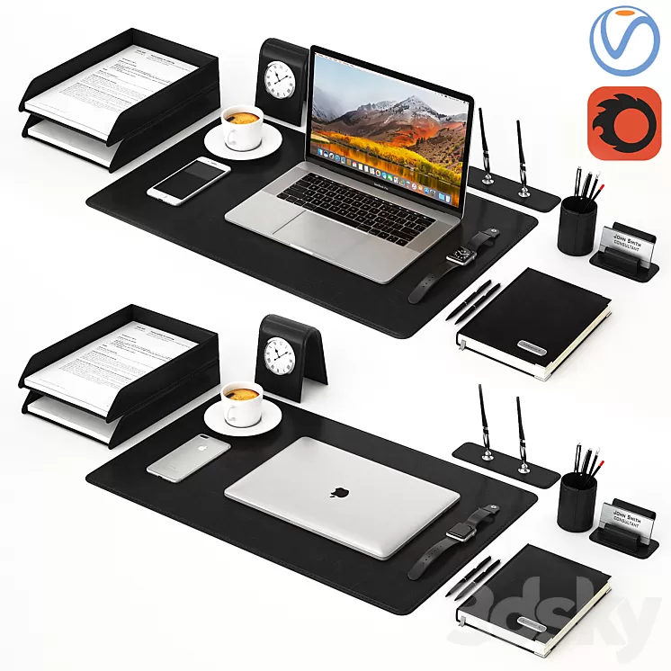 Classic Silver Workplace MacBook 3D Model