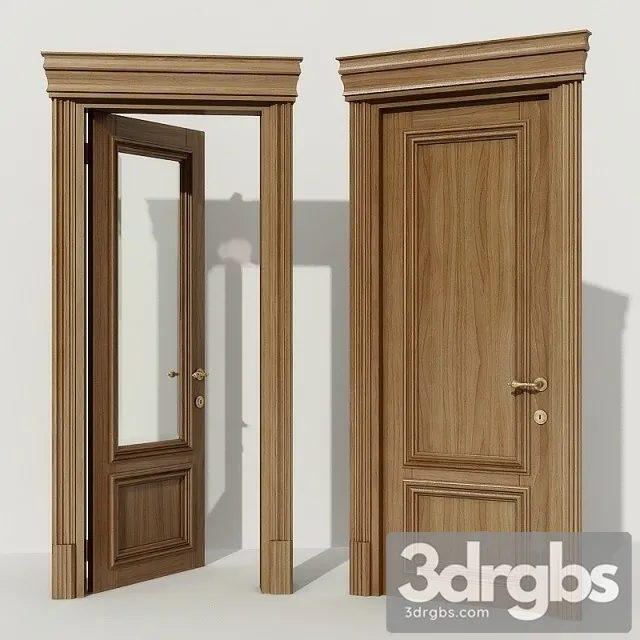 Classic Single Wood Door 3D Model Download