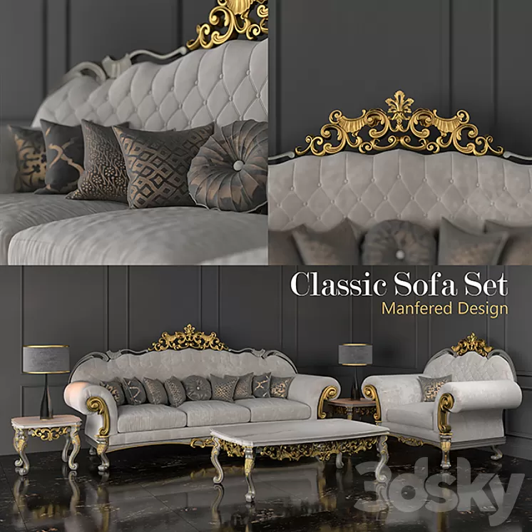 Classic Sofa Set 3D Model