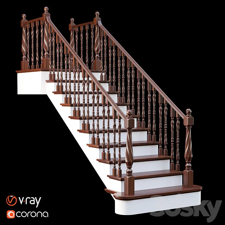 Classic staircase 3D Model Free Download