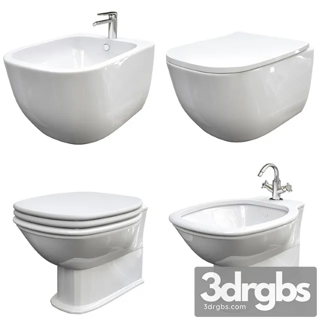 Classic Style Wall Hung Ceramic Materials Toilets 3D Model Download