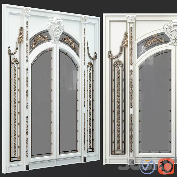Classic swing door with molding 3D Model
